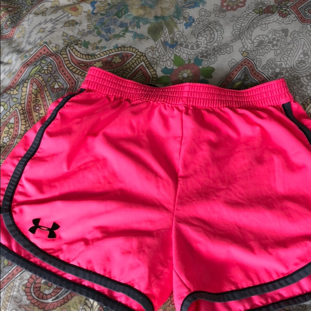 Pink under armour running shorts